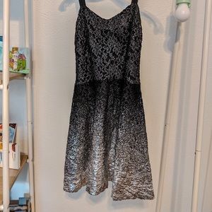 Fit and flare foil holiday dress